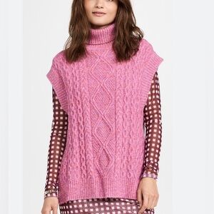 Baum Und Pferdgarten Small Cilina Pink Cable Knit Sweater Vest Wool Blend